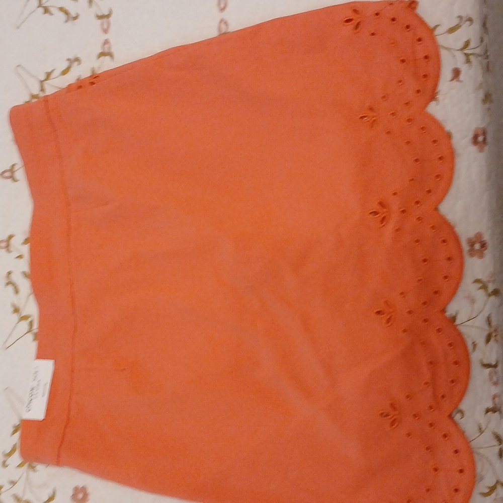 New Chico's Coral Mini Skirt with Scalloped Hem - Picture 6 of 6